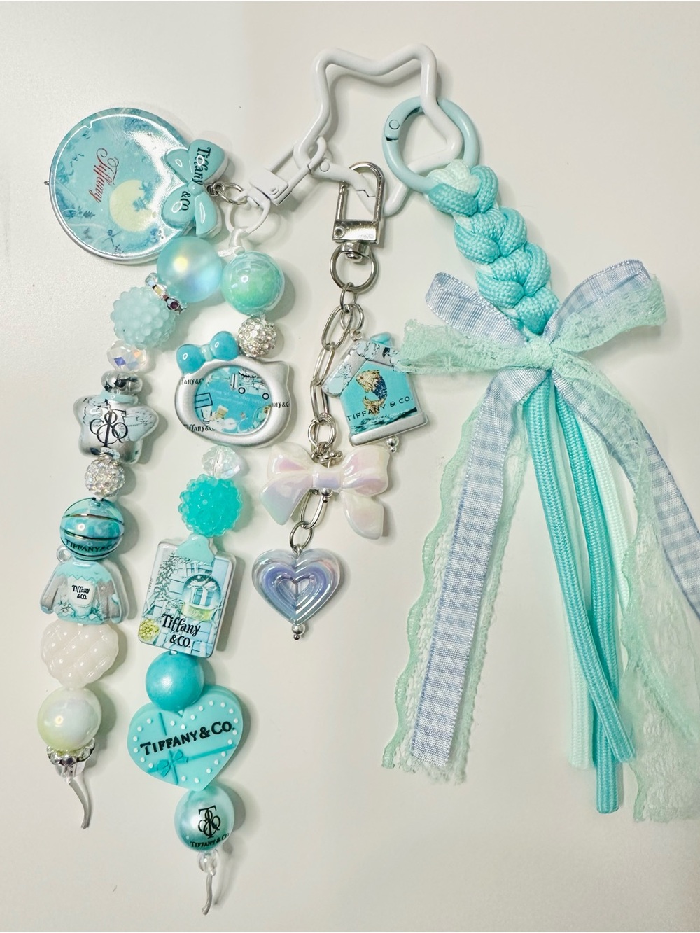 Tiffany Aqua Beaded Tassel Bag Charm